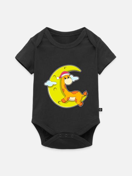 Giraffe Weihnachten Mond - Baby Premium Kurzarmbody - Schwarz