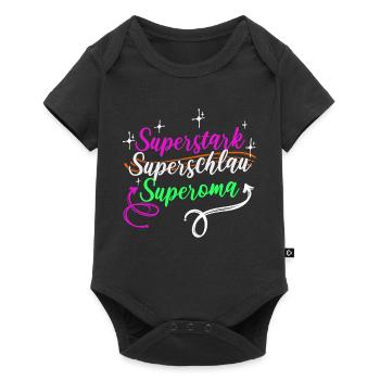 Superoma Spruch Großmutter Oma Rentnerin - Baby Premium Kurzarmbody - Schwarz - Vorne