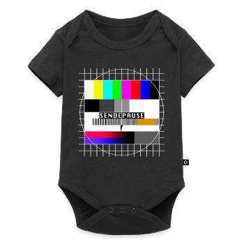 Testbild Sendepause 80er 90er Jahre Party Kostüm - Baby Premium Kurzarmbody - Schwarz - Vorne