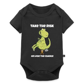 Take The Risk Faultier I Dinosaurier I Dino T-Rex - Baby Premium Kurzarmbody - Schwarz - Vorne