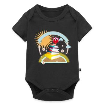 little bookworm with thirst for knowledge reads a book - Baby Premium short-sleeve bodysuit - black - Front
