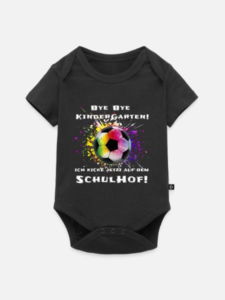 Fußball Schulanfang Geschenk - Baby Premium Kurzarmbody - Schwarz