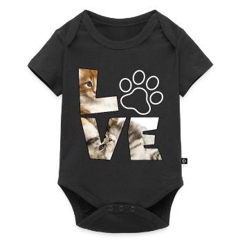 Niedliche Katzenliebe Illustration - Baby Premium Kurzarmbody - Schwarz - Vorne
