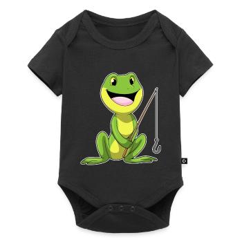 Canne à pêche Pêcheur Pêcheur Grenouille Canne à pêche - Body à manches courtes Premium Bébé - noir - Devant