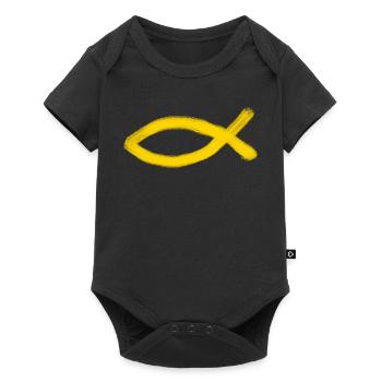 poisson Jésus jaune poisson Ichthys poisson - Body à manches courtes Premium Bébé - noir - Devant