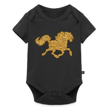 Pferdeliebe Pferde Islandpferde Galopp Fohlen - Baby Premium Kurzarmbody - Schwarz - Vorne