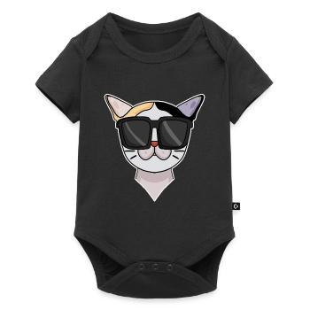 Japanese Bobtail Cat with Sunglasses - Baby Premium short-sleeve bodysuit - black - Front
