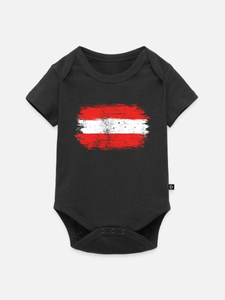 Rot-Weiß-Rote Pinselfahne - Baby Premium Kurzarmbody - Schwarz