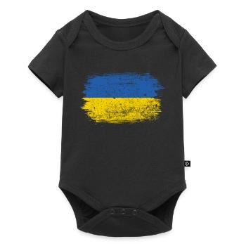 Coup de pinceau du drapeau ukrainien - Body à manches courtes Premium Bébé - noir - Devant