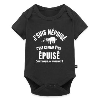 fatigue, ;pas du matin, paresseux - Body à manches courtes Premium Bébé - noir - Devant
