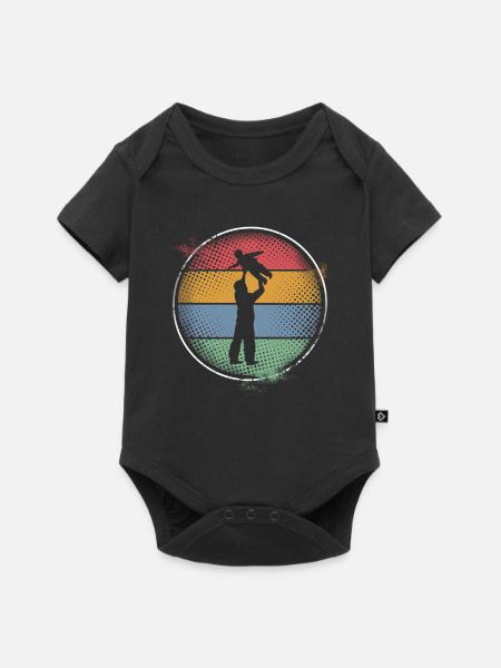 Papa Vater Und Kind - Baby Premium Kurzarmbody - Schwarz