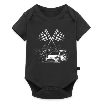 Cars Icon Checkered Flag Rally Drift Icon Logo - Baby Premium short-sleeve bodysuit - black - Front