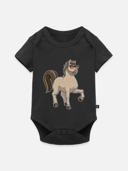 Pferd Sonnenbrille - Baby Premium Kurzarmbody - Schwarz