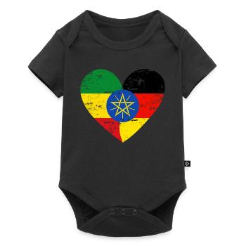 Ethiopia Germany Flag Heart - Baby Premium short-sleeve bodysuit - black - Front