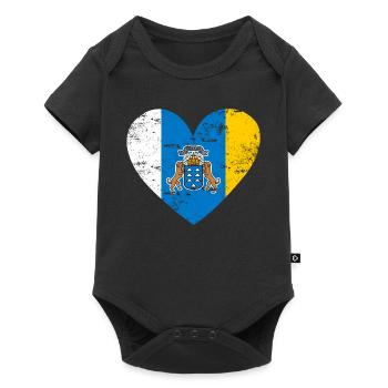 Canary Islands Flag Heart - Baby Premium short-sleeve bodysuit - black - Front