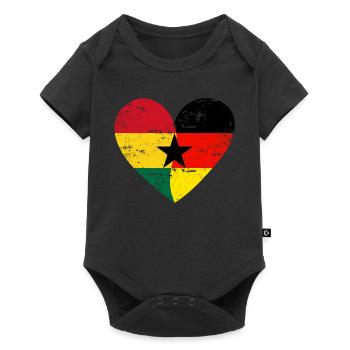 Ghana Deutschland Flaggenherz - Baby Premium Kurzarmbody - Schwarz - Vorne