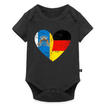 Canary Islands Germany Flag Heart - Baby Premium short-sleeve bodysuit - black - Front