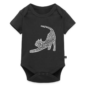 Schrift muster, gestreckte Katze, hell - Baby Premium Kurzarmbody - Schwarz - Vorne