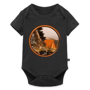 nostalgisches Zelt - Zelten in der Natur - Baby Premium Kurzarmbody - Schwarz - Vorne