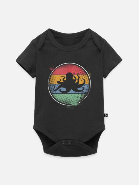 Oktopus Tintenfisch Krake Meerestier - Baby Premium Kurzarmbody - Schwarz