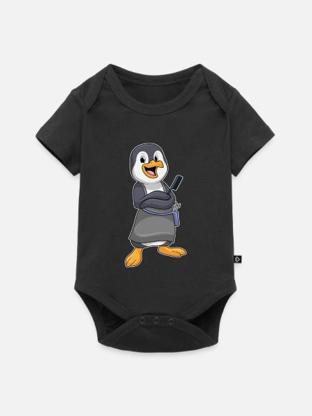 Pinguin Friseur Kamm - Baby Premium Kurzarmbody - Schwarz