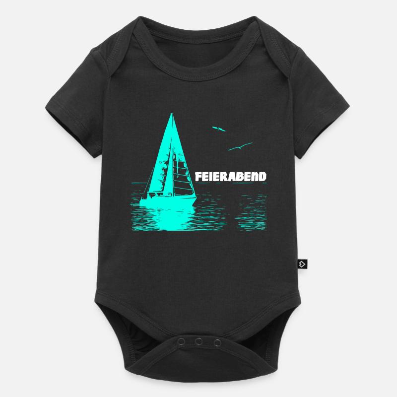 Feierabend Segelboot und 2 Möwen - Baby Premium Kurzarmbody - Schwarz