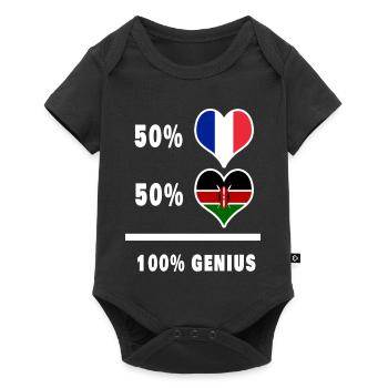Das Genie Frankreich und Kenia / Geschenk - Baby Premium Kurzarmbody - Schwarz - Vorne