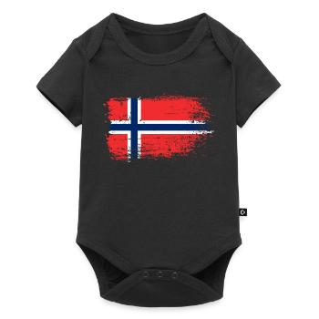 Texture grunge du drapeau norvégien - Body à manches courtes Premium Bébé - noir - Devant