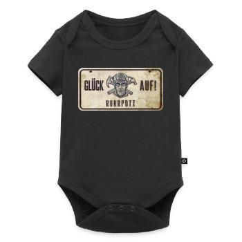 Glück auf Ruhrpott Schild - Baby Premium Kurzarmbody - Schwarz - Vorne