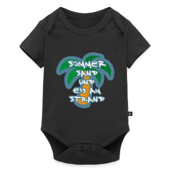 Sommer Sand Strand Palme - Baby Premium Kurzarmbody - Schwarz - Vorne