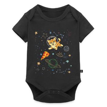 Playful Cat in Cosmic Space Scene - Baby Premium short-sleeve bodysuit - black - Front
