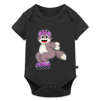 Cat Roller Skating Roller Skates - Baby Premium short-sleeve bodysuit - black - Front
