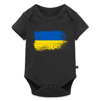 Flag Brush Stroke Ukraine - Baby Premium short-sleeve bodysuit - black - Front
