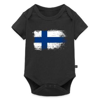 Graphique du drapeau finlandais Grunge - Body à manches courtes Premium Bébé - noir - Devant
