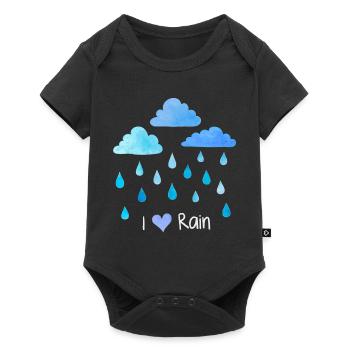 J’aime la pluie, les gouttes de pluie, les nuages météorologiques, l’humidité - Body à manches courtes Premium Bébé - noir - Devant