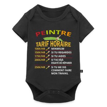 Tarif horaire peintre cadeau pour peintres - Body à manches courtes Premium Bébé - noir - Devant