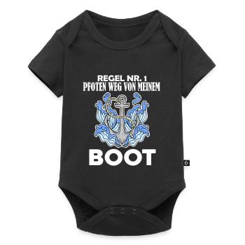 Motorboot Kapitän Boot - Regel - Baby Premium Kurzarmbody - Schwarz - Vorne
