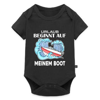 Urlaub Motorboot Kapitän Bootsführerschein - Baby Premium Kurzarmbody - Schwarz - Vorne