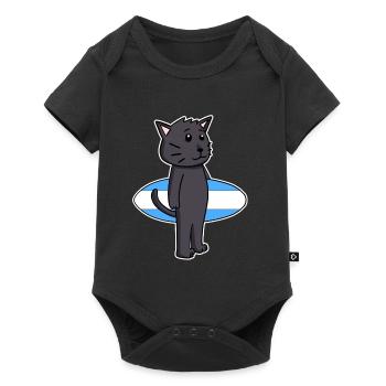 Surfboard Cat Bombay Surfing Gift - Baby Premium short-sleeve bodysuit - black - Front