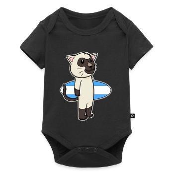 Surfboard Cat Siamese Cat Surfing Gift - Baby Premium short-sleeve bodysuit - black - Front