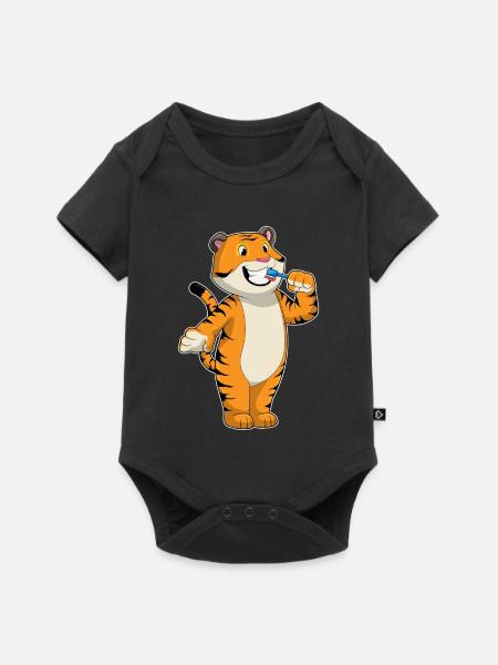 Tiger Zahnbürste - Baby Premium Kurzarmbody - Schwarz