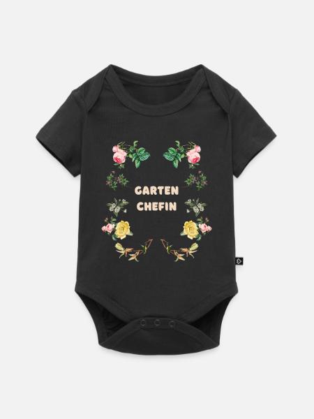 Garten Chefin Blumen Design - Baby Premium Kurzarmbody - Schwarz