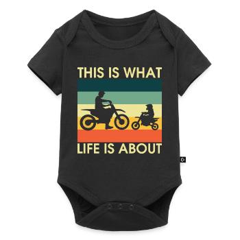 Silhouettes rétro de vélos ParentChild - Body à manches courtes Premium Bébé - noir - Devant
