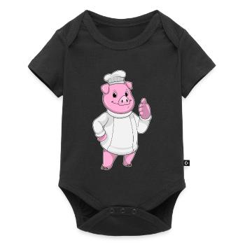 Pig Chef Chef Hat Cooking - Baby Premium short-sleeve bodysuit - black - Front