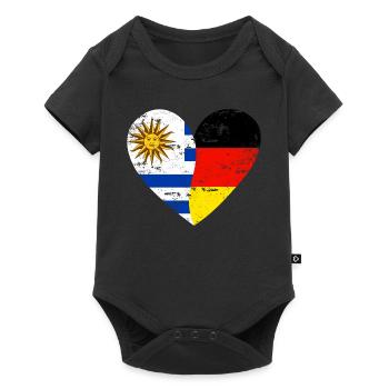 Uruguay Allemagne Drapeau Cœur - Body à manches courtes Premium Bébé - noir - Devant