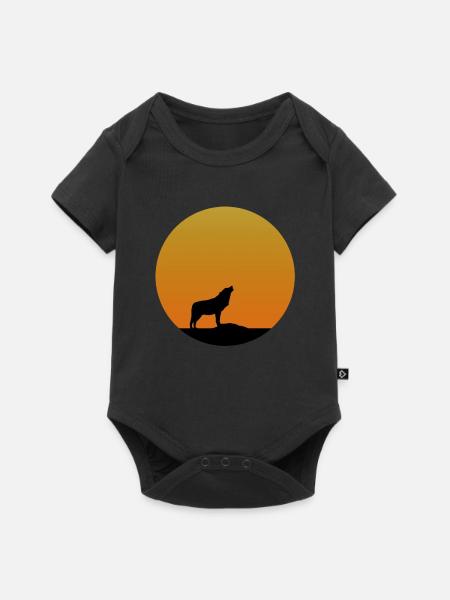 Wolf Sunrise - Baby Premium Kurzarmbody - Schwarz