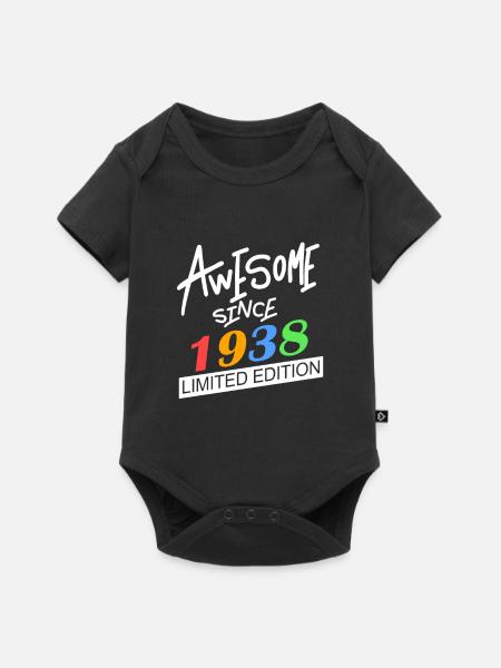 1938 - Jahrgang 1938 - Baby Premium Kurzarmbody - Schwarz