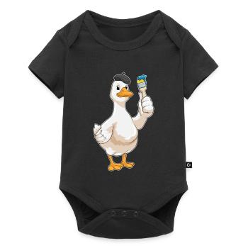 Duck Painter Brush Painting - Baby Premium short-sleeve bodysuit - black - Front