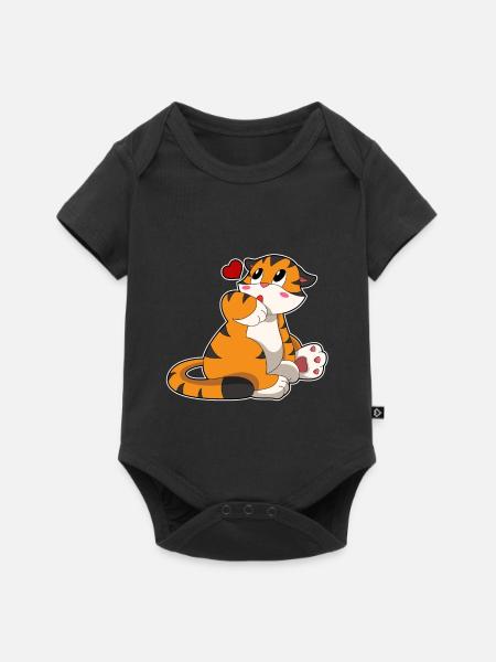 Tiger Herz - Baby Premium Kurzarmbody - Schwarz