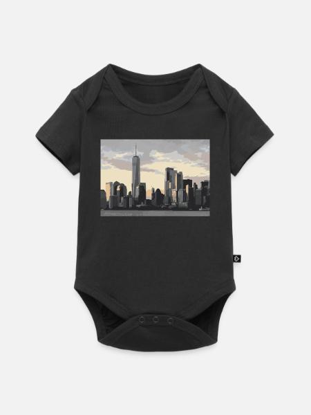 new york city skyline - Baby Premium Kurzarmbody - Schwarz